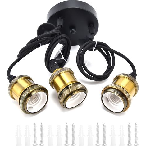 Support de lampe de plafond rétro en aluminium E26/E27, pour décoration intérieure bar ou salon (1/5)