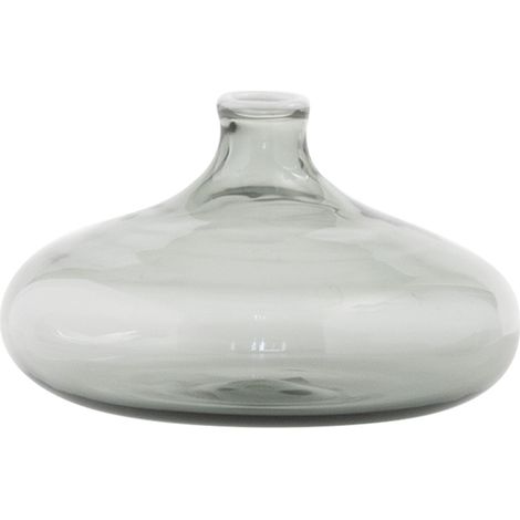 Vase Un Fiore 46 Cl En Verre Borosilicaté Soufflé Artisanalement, Gris Avec Décor Blanc, Idéal Pour Décoration Maison Et Une Table Élégante. (1/3)