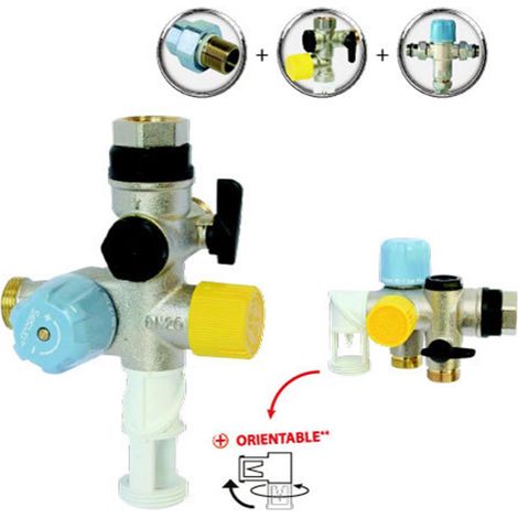 Somatherm – Groupe de sécurité téflon 3/4' – Limiteur thermostatique intégré – Pression 7 bar – Débit 4 à 34 l/min – 601013201 (1/5)