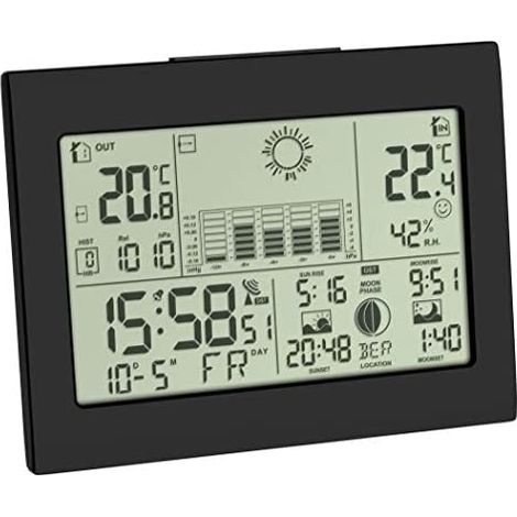 TFA Dostmann 35.1155.01 Estación meteorológica Digital con Sensor Remoto, 16,8 x 13,6 x 6,4 cm, Negro