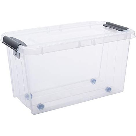 Scatola portaoggetti plast-team pro box 70 L impilabile con ruote