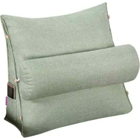 Oreiller de lecture et de télévision, oreiller de coussin de cale de dos avec réglable et poches, oreiller de dos de triangle, oreiller de lit de soutien de nuque, coussin de repos de sofa (1/5)