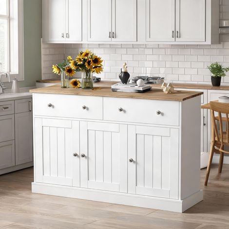 Buffet coloris blanc en panneau de particules 120 x 36 x 80,5 cm (1/5)