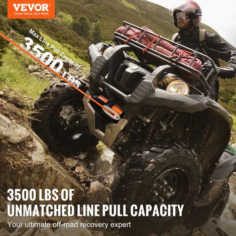Treuil électrique 1588 kg, 12 V CC treuil pour VTT/UTV avec câble synthétique à 12 brins de Φ0,5 x 1188,7 cm, télécommande à distan… (1/5)