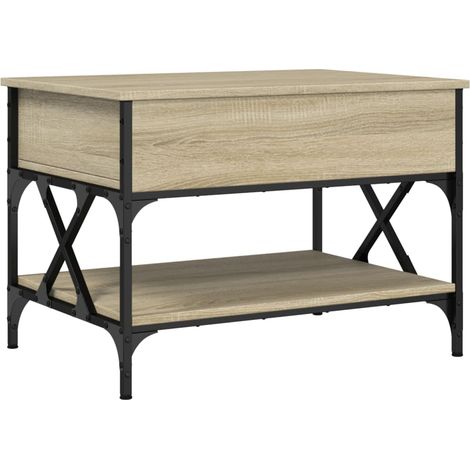 Mesa de centro elevable, diseño industrial, 70 x 50 x 50 cm, madera de ingeniería y metal DEC038986