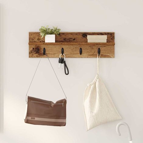 Perchero de pared Montada en la pared Madera vieja vidaXL