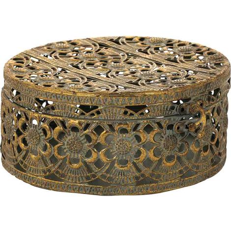 Caja Joyero de metal dorada 20x20x9 (1/5)