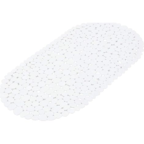 1 Fond De Baignoire, Motif Galets, Pvc Uni, 36x69 Cm, Blanc, Salle De Bain
