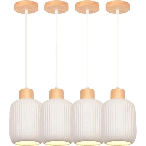 Lot de 4 Lampe Plafonnier Moderne Suspension Luminaire Vintage Abat-jour en Céramique Lustre Style Nordique pour Chambre (1/5)
