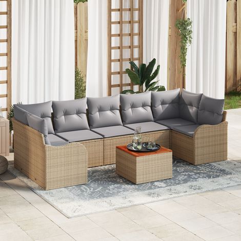 Gartensofa-set 8 stk. Beige Poly-Rattan vidaXL (1/5)