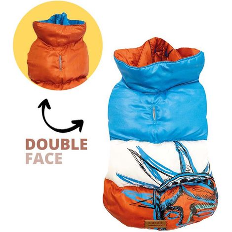 25 cm: Giubbotto imbottito impermeabile modello Liberty double face due in uno per cani