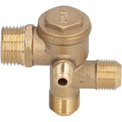 ALLIANDISComposants de remplacement de valve de compresseur d'air, accessoire de clapet anti-retour à Double tuyau en laiton à 4 voies 10x16x 16x20.5mm / 0.4x0.6x0.6x0.8in (1/5)