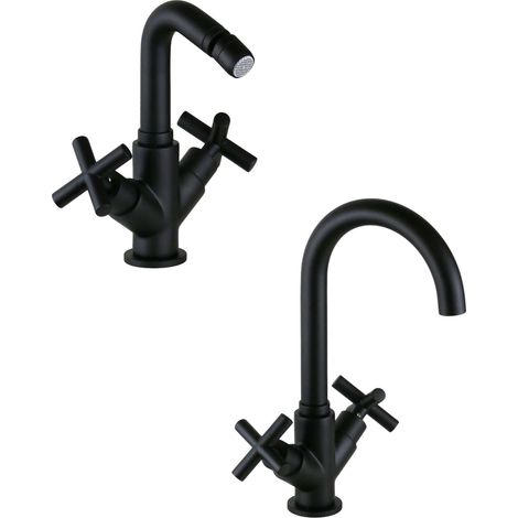 Kit rubinetteria monoforo doppia leva in colore nero opaco Gattoni KITTAOLOS2