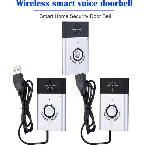 Interphone sans fil avec sonnette et moniteur d'appel bidirectionnel, comprenant un bouton pour l'unité extérieure et un récepteur pour l'unité intérieure. Kit de sonnette LED étanche pour la sécurité