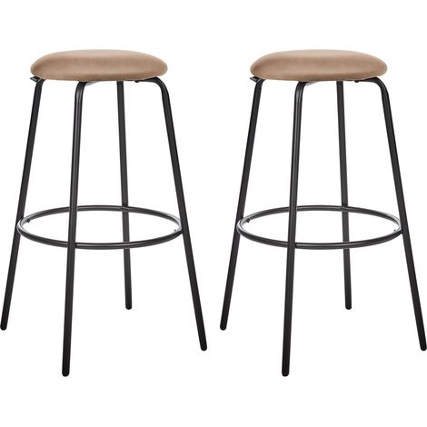 Set of 2 Bar Stools MORTON Velvet Light Brown (1/5)