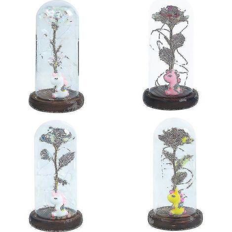 Lampe Rose Éternelle Artificielle, Décoration Fleur Éternelle Lumineuse sous Couvercle en Verre (violet) (1/4)