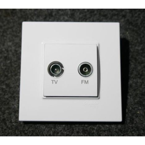 Prise TV-FM 9.52mm blanc polaire complet avec support et plaque ALTIRA SCHNEIDER (1/2)