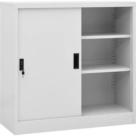 Armario de oficina puerta corredera acero gris claro 90x40x90cm vidaXL (1/5)