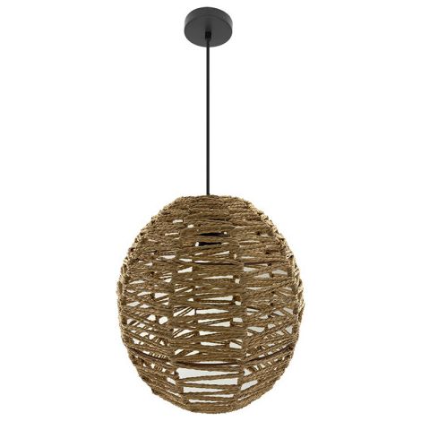 FABRILAMP Isola Decken-Pendelleuchte 1xe27 Schwarz/Natur Regx30x30cm