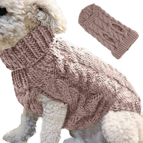 Pull pour chien torsadé uni - Kaki L