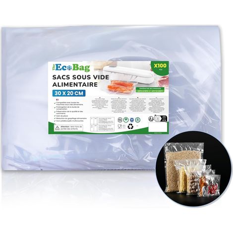 Sac sous vide alimentaire compatible avec chaque machine sous vide alimentaire- 30x20 -Sac sous vide de 100pcs- Alternative rouleau sous vide alimentaire - sac sous vide alimentaire sans BPA (1/5)