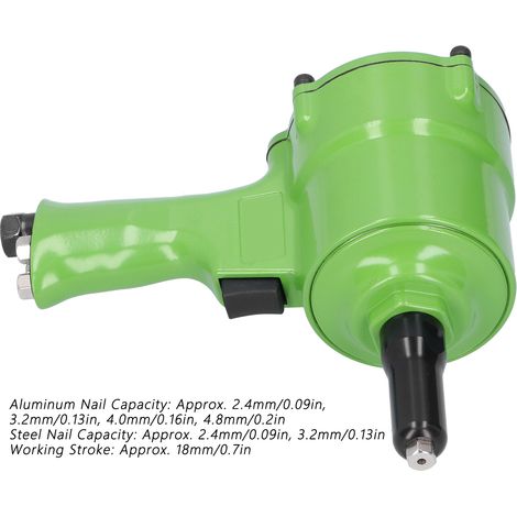 Pistolet à riveter pneumatique 2,4-4,8 mm, pistolet à riveter de type pistolet, pince à riveter pneumatique, outil de rivetage, vert KP-705P style américain. (1/5)