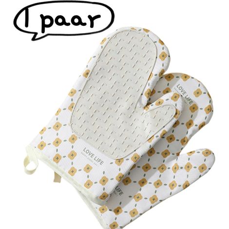 paire Gants de cuisine Gants résistants à la chaleur et anti brûlures Poignées en silicone pour four Utilisation au micro ondes Beige (1/5)