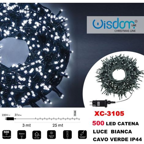 Trade Shop - Cadena De Luz 500 Leds Luciérnagas Luz Blanca Cable Verde Ip44 Xc-3105 -