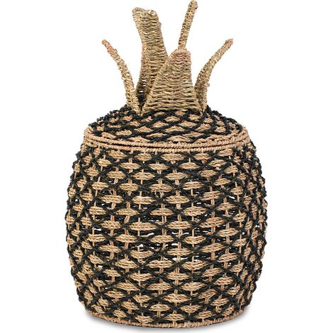 Panier ananas jonc de mer naturel et noir (1/5)