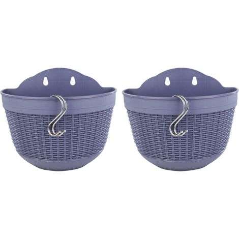 Pot Suspensé - En Résine Plastique PP Renforcé - Pour Balcon Jardin Intérieur Extérieur - Avec Crochets Métalliques S et Bac à Eau Amovible - Lot de 1 (1/5)