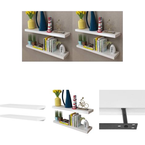 The Living Store Wandregale 4 Stk. Weiß 80 cm - Wandregale (1/5)