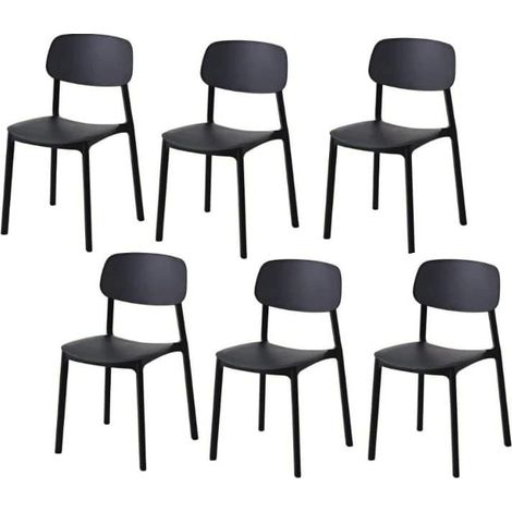 Kit 6 sedie polipropilene cucina bar ristorante sedia interno esterno nero 726k