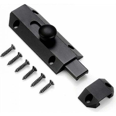 1 loquet de verrouillage de sécurité avec boulon en laiton épais pur, loquet de porte robuste, noir