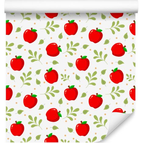 Papier peint Pommes blanches et citron vert pour salon et chambre 50x1000 cm (1/4)