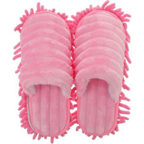 [JAMAIS UTILISÉ] 1 paire de chaussons unisexes pour le nettoyage du sol et la poussière - Taille M 38-41 (rose)