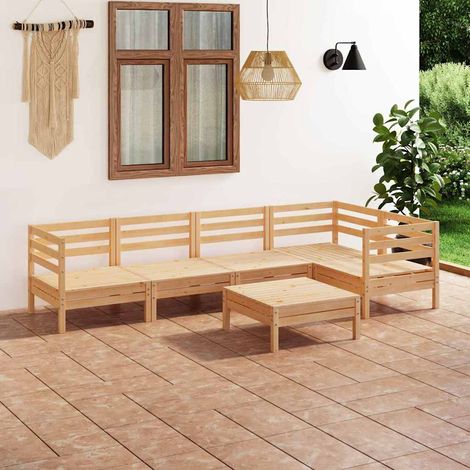 Salon de jardin 6 pcs Ensemble Table et Chaise de Jardin - Bois de pin massif BV275799 - BonneVie (1/5)