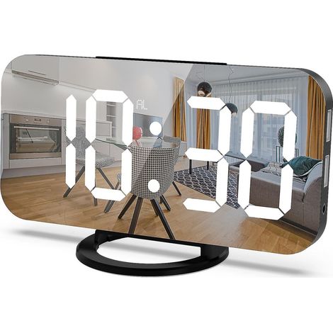 Réveil numérique, Réveil LED, Miroir, Horloge numérique, Réveil de chevet, Réveil du matin (1/4)