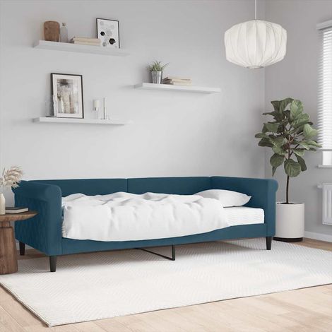 Tagesbett mit Matratze Blau 90x200 cm Samt