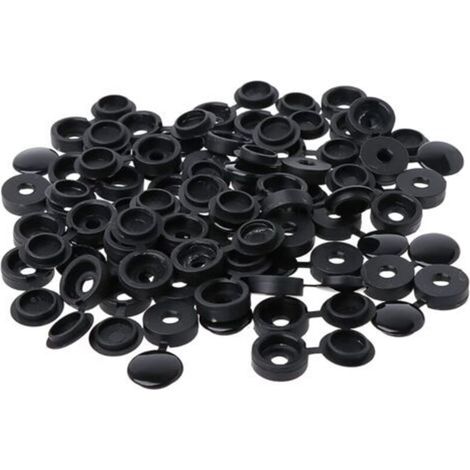 Lot de 100 cache-vis en plastique noir – Couvercles décoratifs pour vis jusqu'à 5 mm – Protection contre poussière et humidité (1/5)