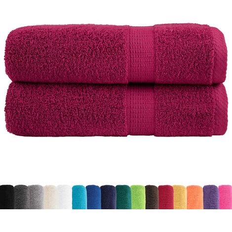 vidaXL Toallas de mano SOLUND 2 uds burdeos 50x100 cm 600 gsm (1/2)