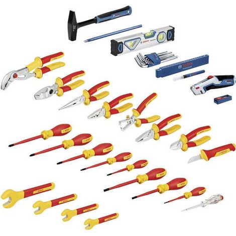 Bosch Professional – Coffret d'électricien 37 pièces – Outils isolés VDE jusqu'à 10 000V – Acier au chrome vanadium – Mallette L-BOXX 136 - 1600A02NG4 (1/7)