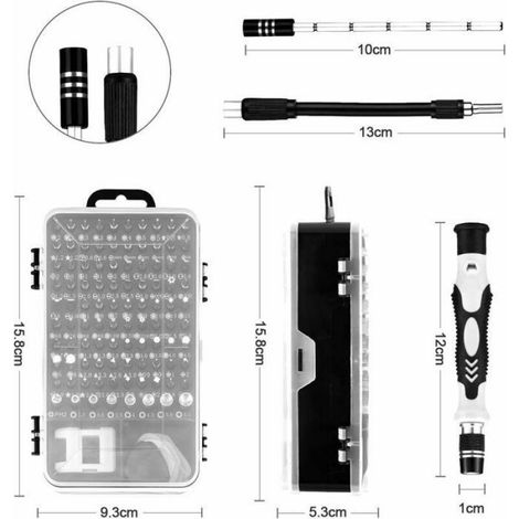 Tournevis De Précision - 115-en-1 - Pour Électronique Électroménager Montres - Noir (1/4)