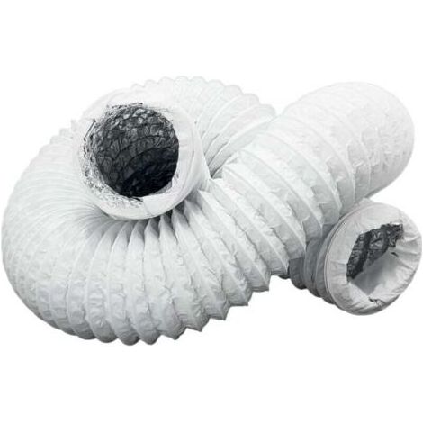 Tuyau d'échappement - avec isolation aluminium - PVC - flexible - évents - pour climatiseurs, sèche-linge (blanc, Ø 150 mm - 5 m) (1/4)