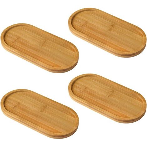 4 teiliges Serviertablett aus Holz, Dekotablett, Untersetzer, ovales Tablett, Tischplatte, Dekoration, Kaffeetablett, Wohnaccessoire (1/5)