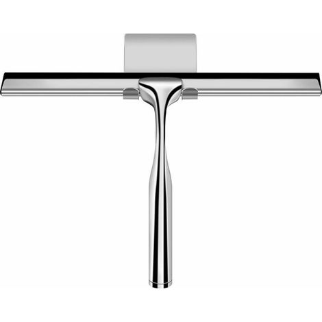 Grattoir de douche en acier inoxydable de 30 cm avec support mural, installation sans perçage pour portes de douche, salles de bains, cuisines et fenêtres. (1/5)