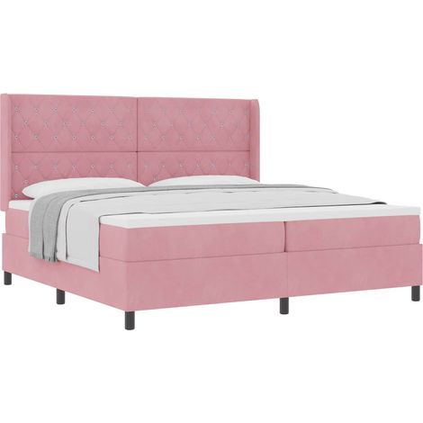 Maison Exclusive - Lit Ă ressorts avec matelas Rose 200 x 200 cm Velours (1/5)