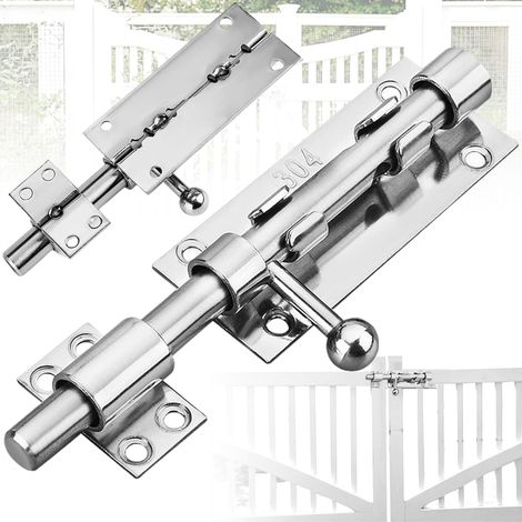 304 Targette en Acier Inoxydable, Verrou Porte Interieure avec Trou pour Cadenas, Loquet de Verrou Boulon à Glissière, Épaissi Targette de Porte pour Portail de Jardin, Cabanon, Fenêtres (1/5)