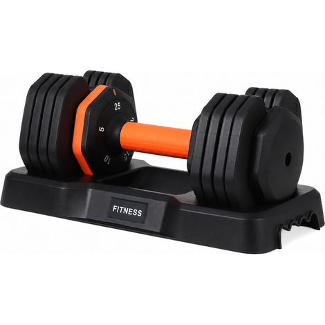 HAUSPROFI Verstellbare Hanteln, Hantel 11 kg (25 lbs), 10 Gewichtsstufen per 360°, Drehsystem in 1 Sekunde, Rutschfester Nylon-Griff, Platzsparendes Design für Heimfitnessstudio (1/5)