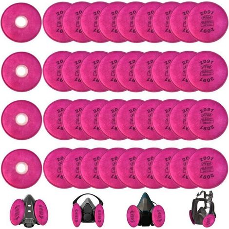 Grid Cool – Lot de 20 filtres P100 pour masques 6000/6200/6800/7000 – Efficacité de filtration 95% – Utilisation en espaces confinés – Remplacement 40h