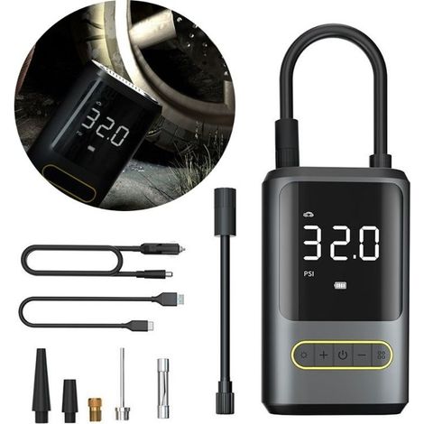 6000mAh Mini Pompe à Air Électrique,Compresseur à Air Portatif Gonfleur Pneus sans Fil 150PSI avec écran LCD Numérique,Pompe à air Rechargeable pour Voiture, Vélo, Moto, Scoote, Balle (1/5)